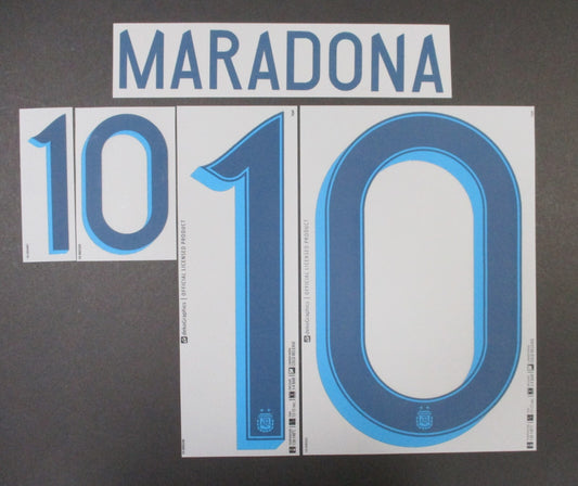 ARGENTINA COPA AMERICA OFFICIAL MARADONA 10 HOME PLAYER SIZE NAMESET
