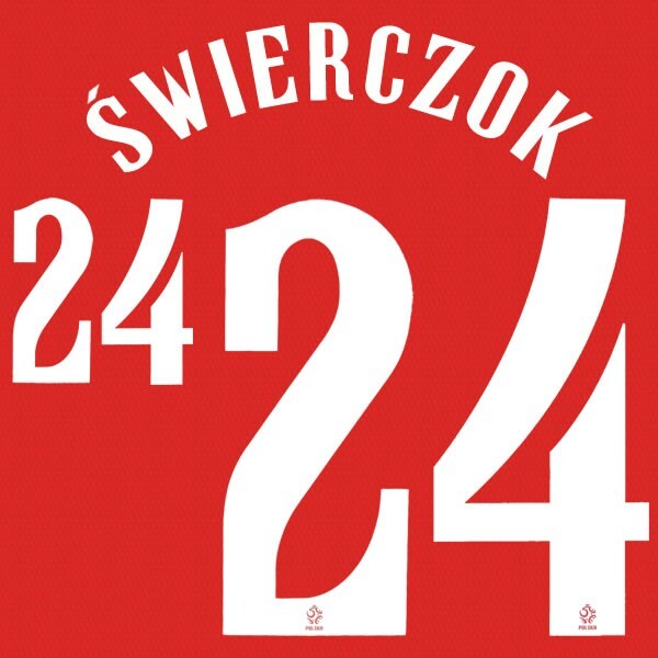 2020 2021 OFFICIAL POLAND SWIERCZOK 24 AWAY WHITE PLAYER SIZE NAMESET