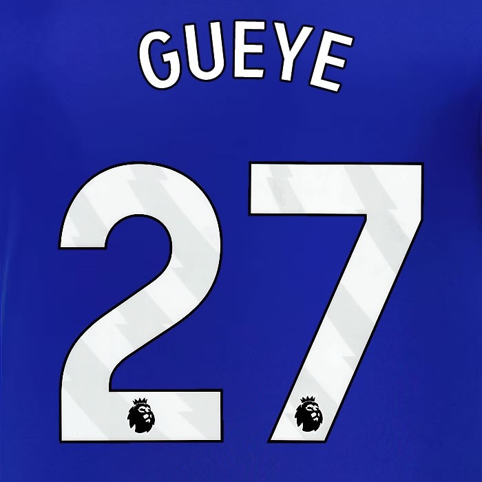 2024 2025 EVERTON GUEYE 27 OFFICIAL WHITE HOME PLAYER SIZE NAMESET