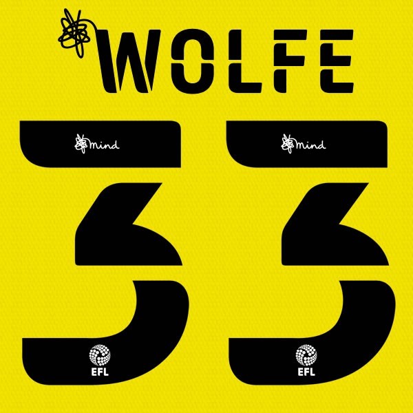 BARNSLEY 2020 2021 OFFICIAL WOLFE 33 3RD PLAYER SIZE NAME SET