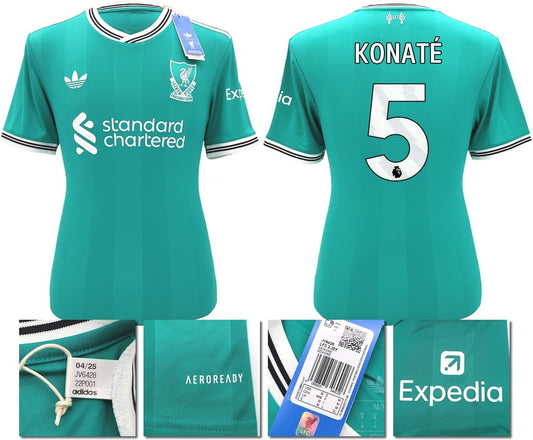 BNWT 2025 2026 LIVERPOOL ADIDAS 3RD SHIRT KONATE 5 + PATCHES MEN'S
