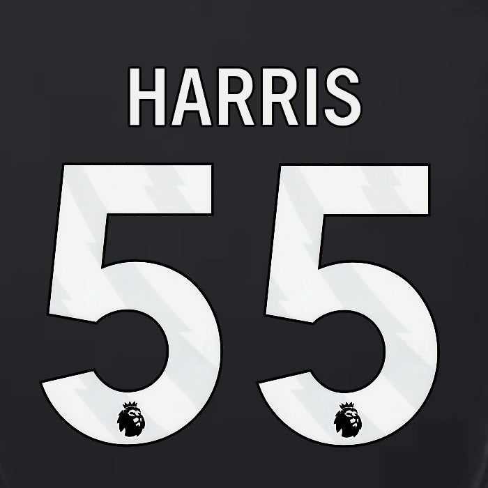 2023 2024 LUTON TOWN OFFICIAL HARRIS 55 WHITE 3RD PLAYER SIZE NAMESET