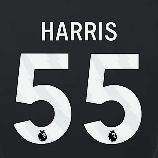 2023 2024 LUTON TOWN OFFICIAL HARRIS 55 WHITE 3RD PLAYER SIZE NAMESET