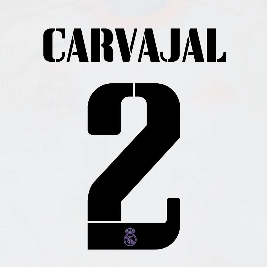 2022 2023 AVERY DENNISON REAL MADRID CARVAJAL 2 HOME BLACK PLAYER SIZE NAMESET