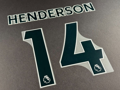 LIVERPOOL 2021 2022 HENDERSON 14 OFFICIAL AVERY BLACK PLAYER SIZE NAME SET