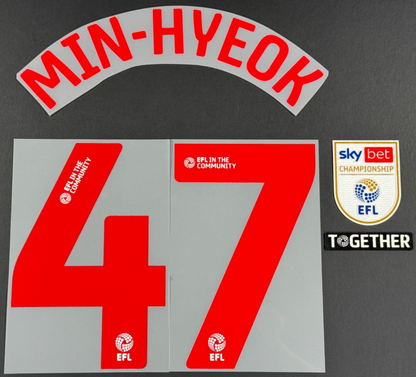 24/25 QPR  MIN - HYEOK 47 OFFICIAL RED HOME SPORTING ID NAME SET & PATCHES