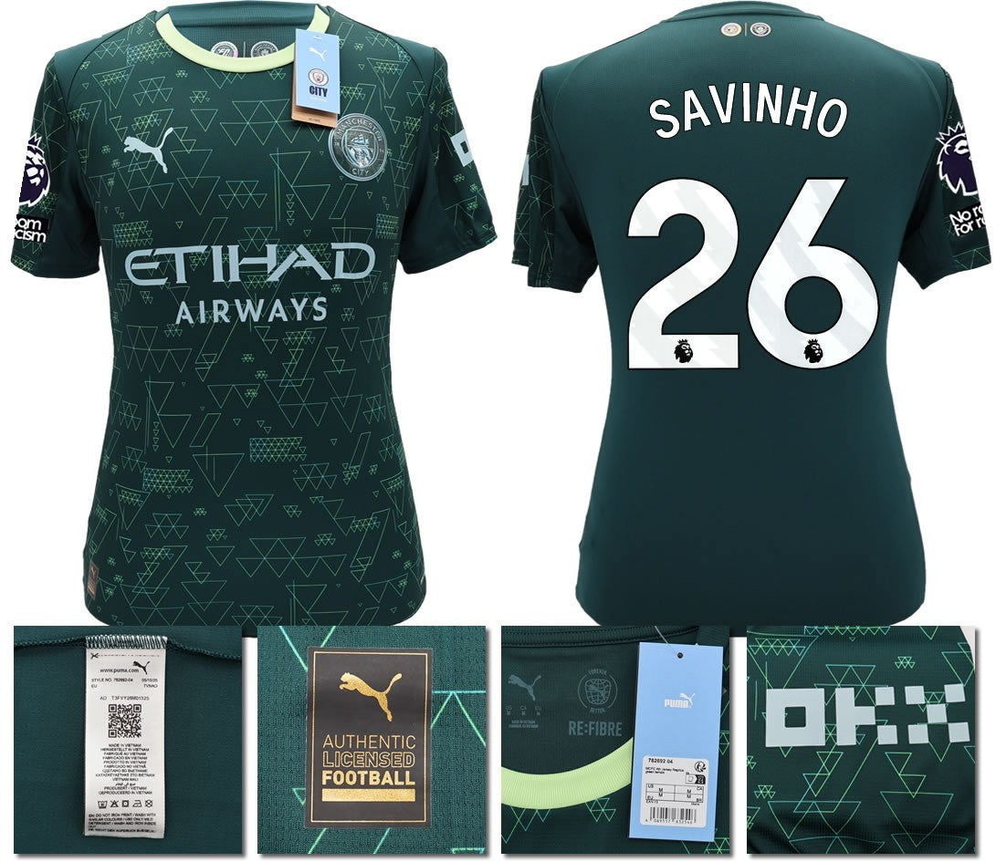 BNWT 2025 2026 MAN CITY PUMA 4TH SAVINHO 26 FOOTBALL SHIRT