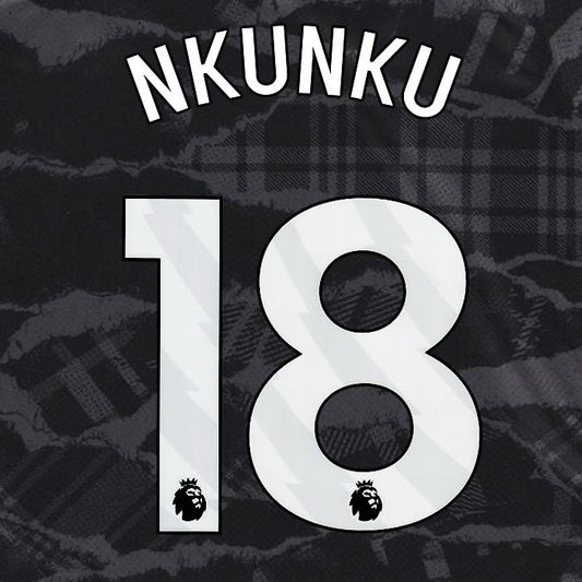 2024 2025 OFFICIAL CHELSEA NKUNKU 18 WHITE 3RD PLAYER SIZE NAMESET