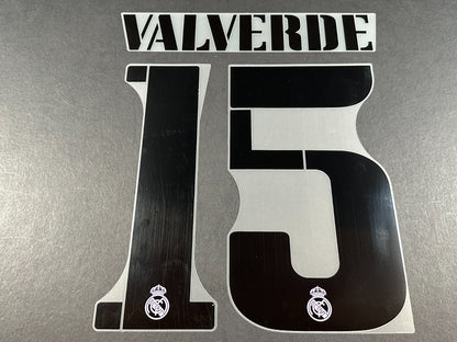2022 2023 AVERY DENNISON REAL MADRID VALVERDE 15 HOME BLACK PLAYER SIZE NAMESET