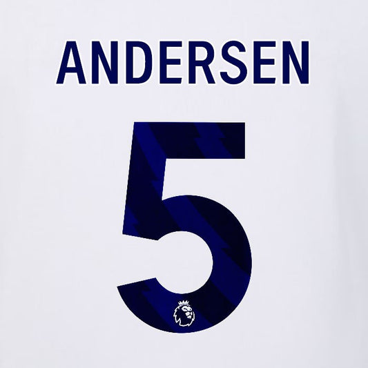 2023 2024 LUTON TOWN OFFICIAL ANDERSEN 5 BLUE AWAY PLAYER SIZE NAMESET