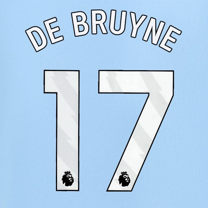 2024 2025 MANCHESTER CITY DE BRUYNE 17 WHITE HOME PLAYER SIZE NAME SET
