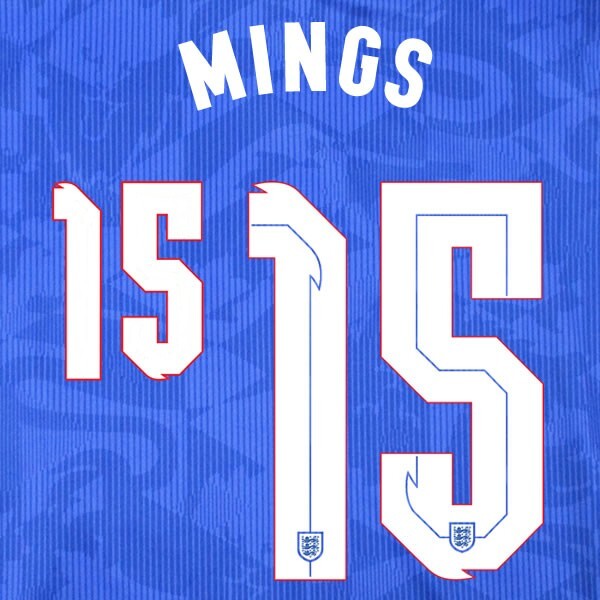 ENGLAND 2020 2021 OFFICIAL SPORTING ID MINGS 15 AWAY PLAYER NAMESET