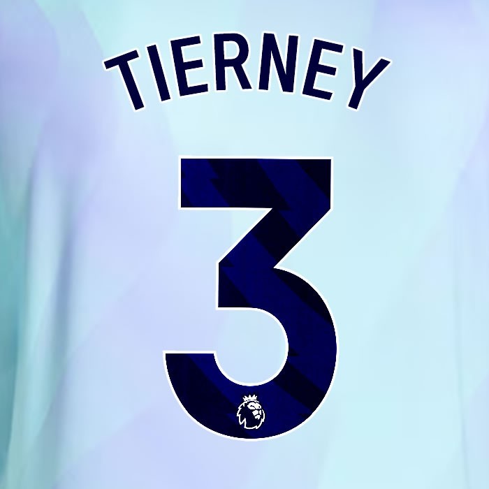 2024 2025 ARSENAL TIERNEY 3 BLUE 3RD OFFICIAL PLAYER SIZE NAMESET