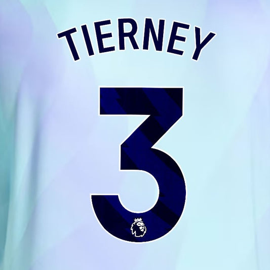 2024 2025 ARSENAL TIERNEY 3 BLUE 3RD OFFICIAL PLAYER SIZE NAMESET