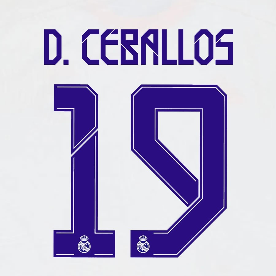 2021 2022 AVERY DENNISON REAL MADRID D. CEBALLOS 19 HOME PLAYER SIZE NAMESET