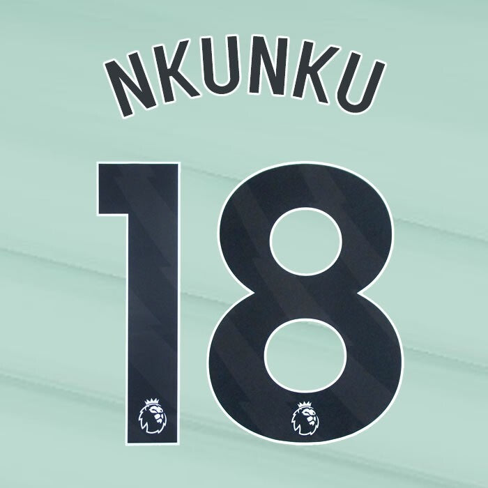 2023 2024 OFFICIAL CHELSEA NKUNKU 18 BLACK 3RD PLAYER SIZE NAMESET