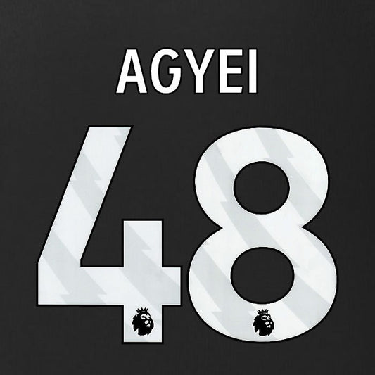 2025 2026 BURNLEY AGYEI 48 OFFICIAL WHITE 3RD PLAYER SIZE NAMESET