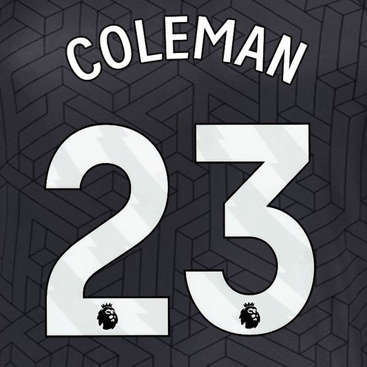 2024 2025 EVERTON COLEMAN 23 OFFICIAL WHITE AWAY PLAYER SIZE NAMESET
