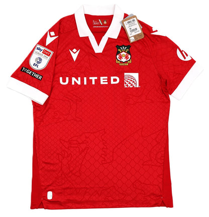 BNWT 2024 2025 WREXHAM A.F.C MACRON HOME SHIRT RODRIGUEZ 16 + PATCHES / MEDIUM