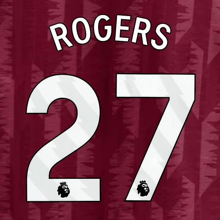 2023 2024 ASTON VILLA ROGERS 27 OFFICIAL WHITE HOME PLAYER SIZE NAMESET