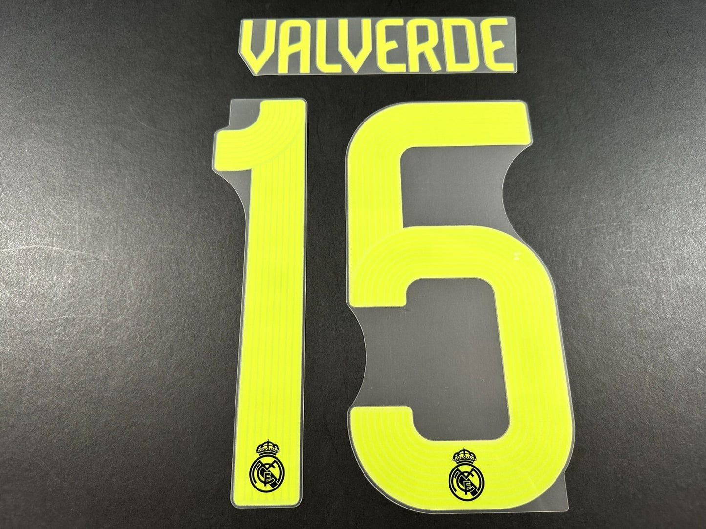 2022 2023 AVERY DENNISON REAL MADRID VALVERDE 15 3RD GREEN PLAYER SIZE NAMESET