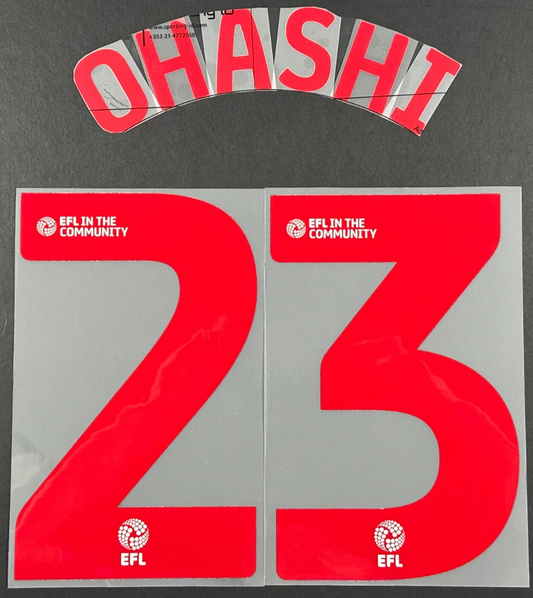 24/25 BLACKBURN ROVERS OHASHI 23 OFFICIAL RED HOME PLAYER SIZE NAME SET