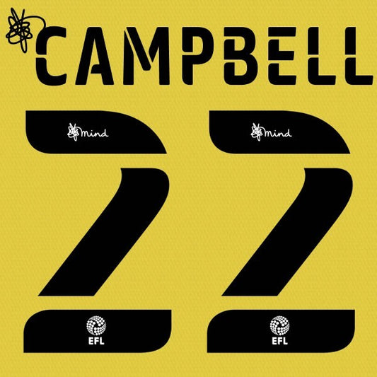HUDDERSFIELD 2020 2021 OFFICIAL CAMPBELL 22 3RD PLAYER SIZE NAME SET
