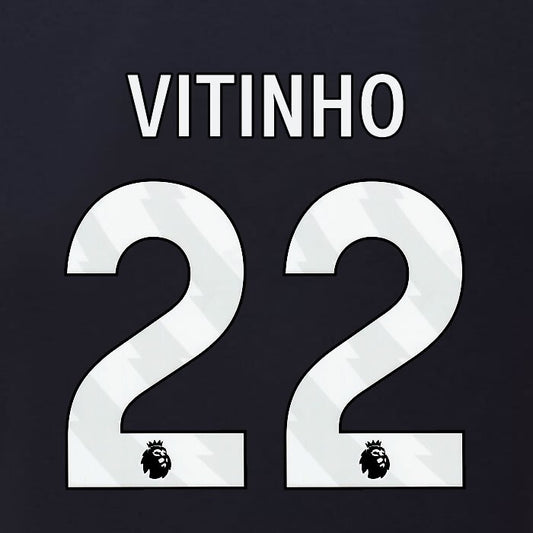 2023 2024 BURNLEY VITINHO 22 OFFICIAL WHITE 3RD PLAYER SIZE NAMESET