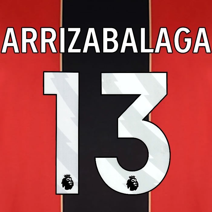 2024 2025 BOURNEMOUTH ARRIZABALAGA 13 WHITE HOME PLAYER SIZE NAME SET