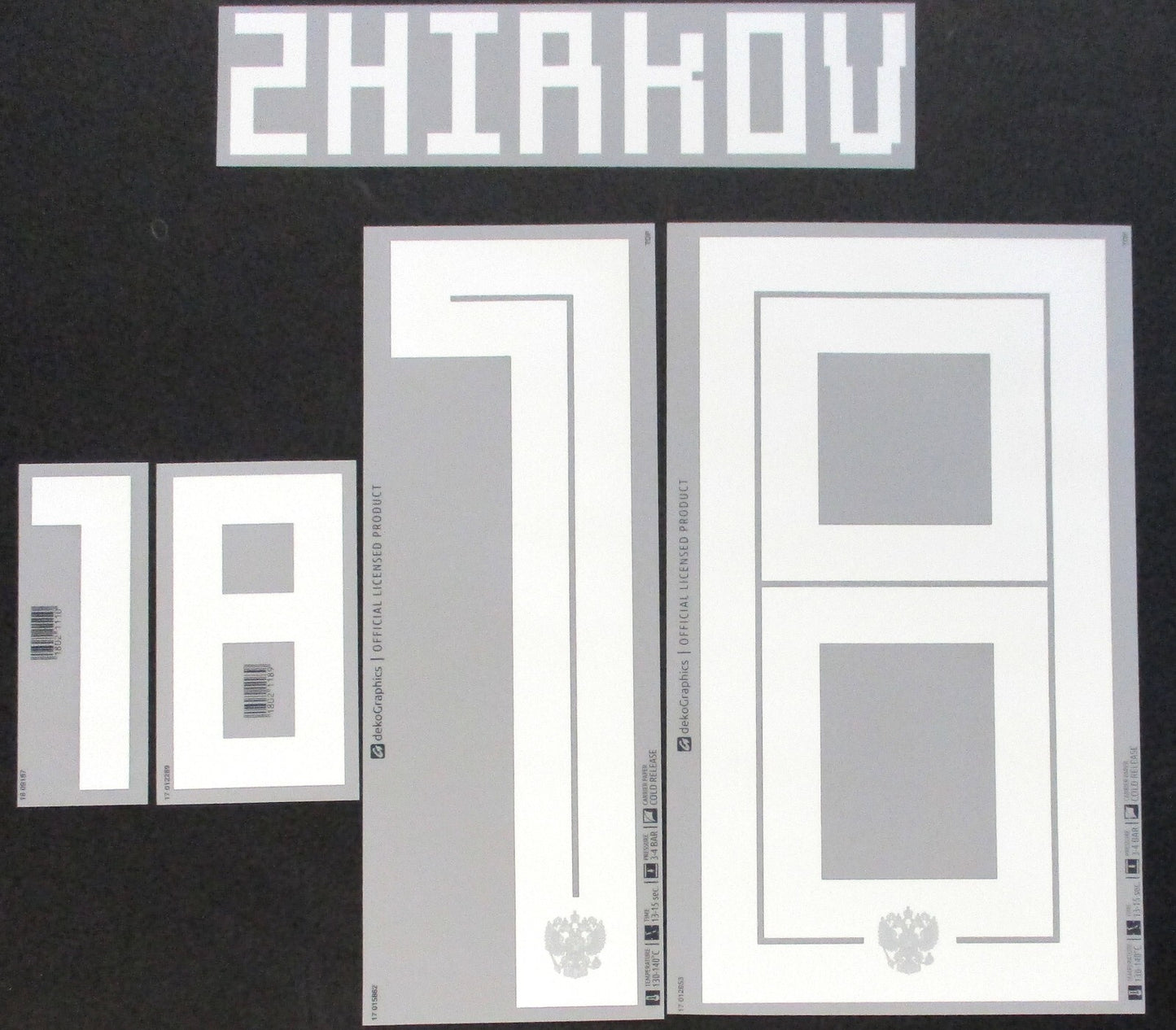 RUSSIA 2018 2019 OFFICIAL ZHIRKOV 18 WHITE PLAYER SIZE NAMESET 260MM