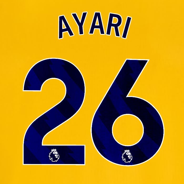 2024 2025 OFFICIAL BRIGHTON AYARI 26 AWAY BLUE PLAYER SIZE NAMESET