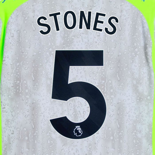 2025 2026 MANCHESTER CITY STONES 5 BLACK 3RD PLAYER SIZE NAME SET