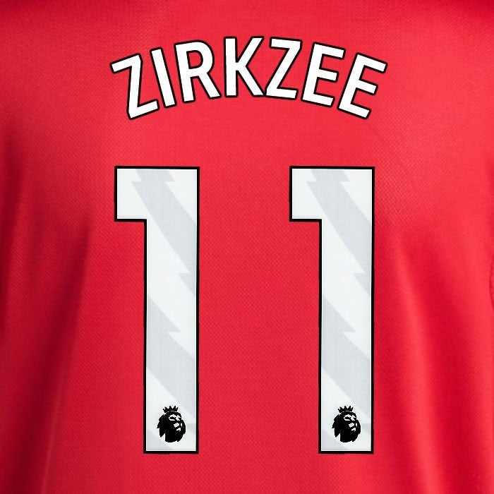 2025 2026 MANCHESTER UNITED ZIRKZEE 11 HOME WHITE PLAYER SIZE NAMESET