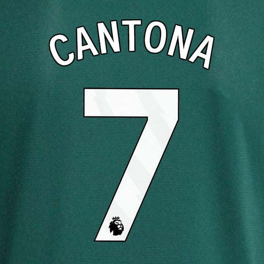 MAN UTD 2023 - 2024 CANTONA 7 OFFICIAL AVERY DENNISON WHITE PLAYER SIZE NAME SET