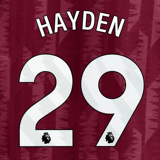 2023 2024 ASTON VILLA HAYDEN 29 OFFICIAL WHITE HOME PLAYER SIZE NAMESET