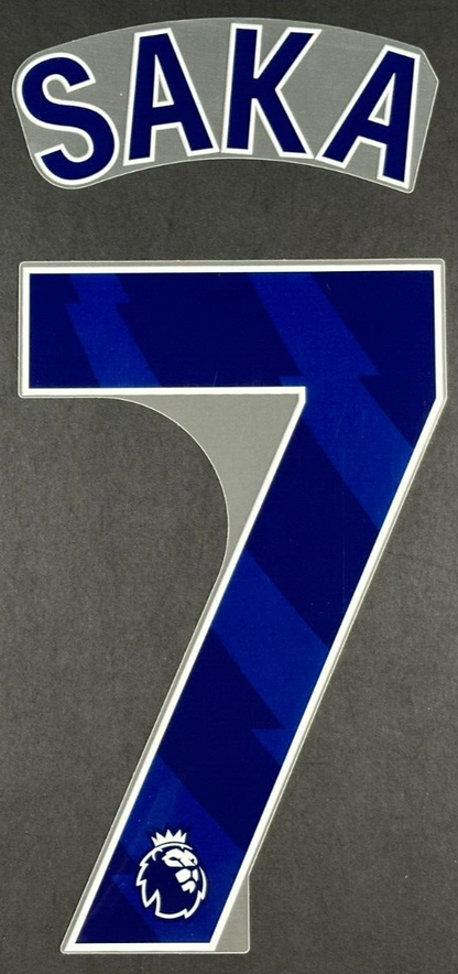 ARSENAL 2023 - 2025 SAKA 7 OFFICIAL AVERY DENNISON NAVY PLAYER SIZE NAME SET