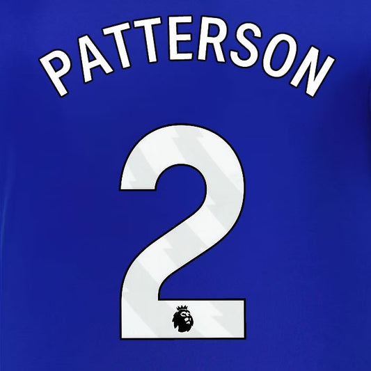 2024 2025 EVERTON PATTERSON 2 OFFICIAL WHITE HOME PLAYER SIZE NAMESET