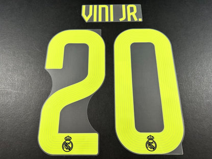 2022 2023 AVERY DENNISON REAL MADRID VINI JR. 20 3RD GREEN PLAYER SIZE NAMESET