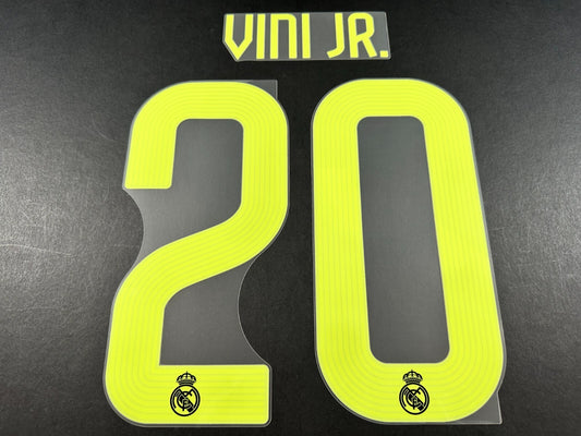 2022 2023 AVERY DENNISON REAL MADRID VINI JR. 20 3RD GREEN PLAYER SIZE NAMESET