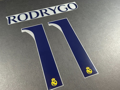 2023 2024 AVERY DENNISON REAL MADRID RODRYGO 11 HOME PLAYER SIZE NAMESET