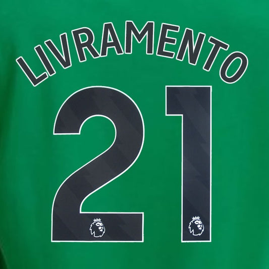 2023 2024 NEWCASTLE LIVRAMENTO 21 OFFICIAL BLACK AWAY PLAYER SIZE NAME SET