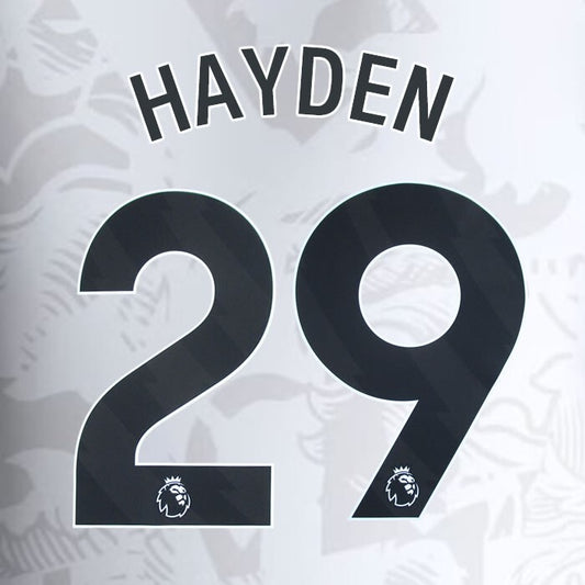 2023 2024 ASTON VILLA HAYDEN 29 OFFICIAL BLACK AWAY PLAYER SIZE NAMESET