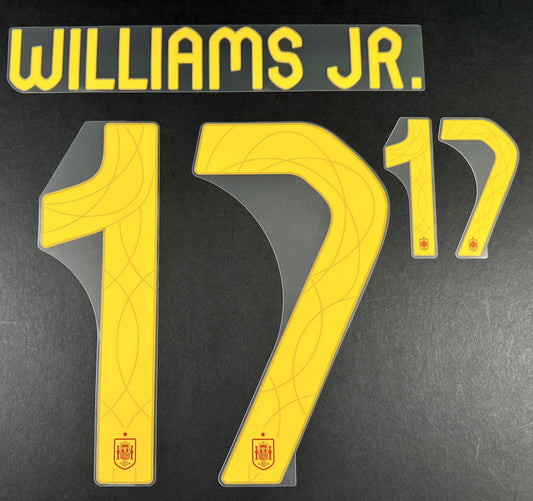 SPAIN 2024 2025 OFFICIAL AVERY DENNISON WILLIAMS JR. 17 HOME PLAYER SIZE NAMESET
