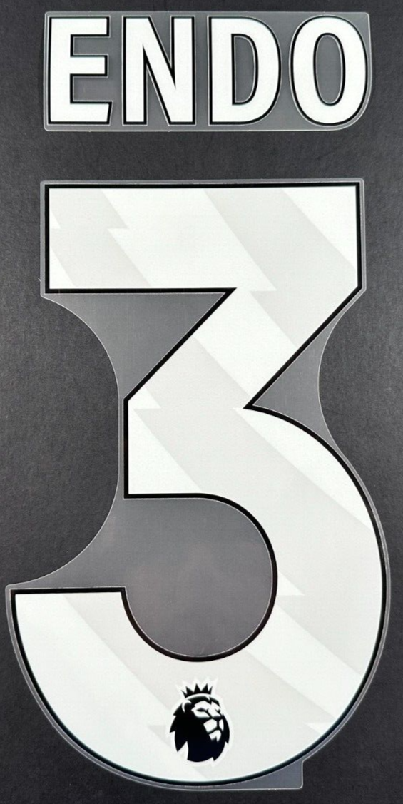 LIVERPOOL 2023/25 ENDO 3 OFFICIAL AVERY DENNISON WHITE PLAYER SIZE NAME SET