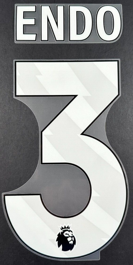 LIVERPOOL 2023/25 ENDO 3 OFFICIAL AVERY DENNISON WHITE PLAYER SIZE NAME SET