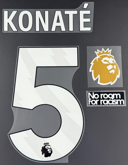 2025 2026 LIVERPOOL KONATE 5 OFFICIAL AVERY DENNISON WHITE PLAYER SIZE + PATCHES