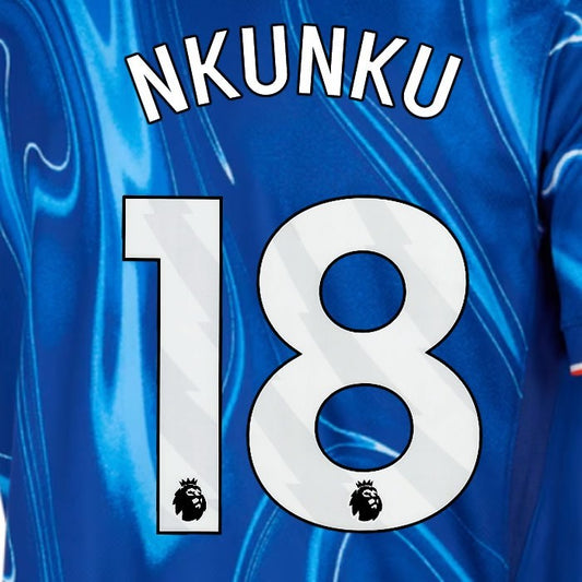 2024 2025 OFFICIAL CHELSEA NKUNKU 18 WHITE HOME PLAYER SIZE NAMESET
