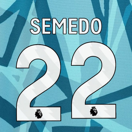 2023 2024 WOLVES 3RD SEMEDO 22 OFFICIAL WHITE PLAYER SIZE NAMESET