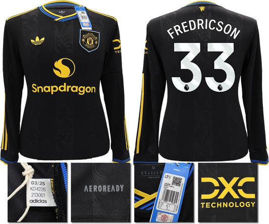 BNWT 2025 2026 MANCHESTER UNITED ADIDAS 3RD SHIRT LS FREDRICSON 33 PATCHES