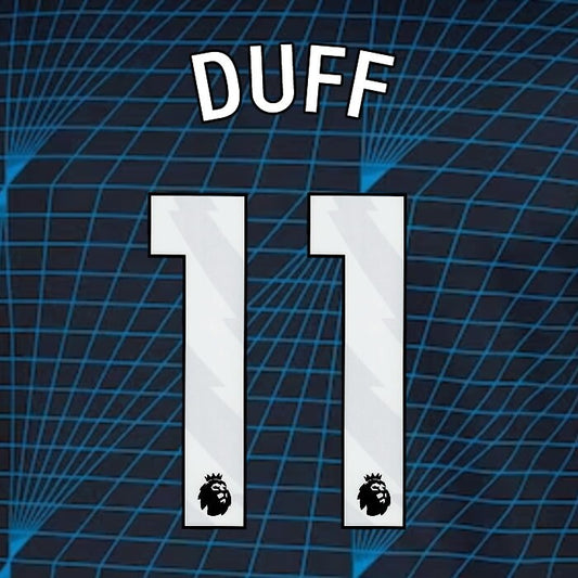 2023 2024 OFFICIAL CHELSEA DUFF 11 WHITE AWAY PLAYER SIZE NAMESET